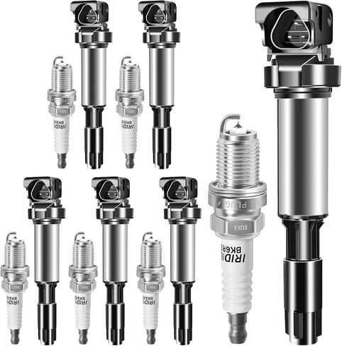 Set of 6 Iridium Spark Plug and 6 Ignition Coil Pack UF522 Compatible with BMW for 128i for 323i for 325xi for 328i for 330i for 528i for 530i for M3 for X3 for Z3 for Z4 in Kuwait