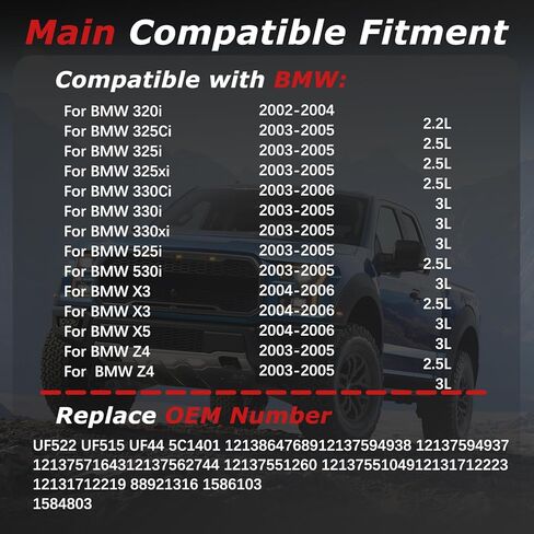 Set of 6 Iridium Spark Plug and 6 Ignition Coil Pack UF522 Compatible with BMW for 128i for 323i for 325xi for 328i for 330i for 528i for 530i for M3 for X3 for Z3 for Z4 in Kuwait