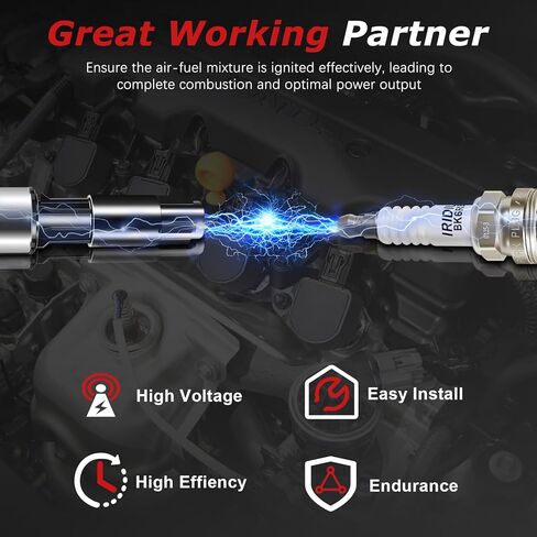 Set of 6 Iridium Spark Plug and 6 Ignition Coil Pack UF522 Compatible with BMW for 128i for 323i for 325xi for 328i for 330i for 528i for 530i for M3 for X3 for Z3 for Z4 in Kuwait