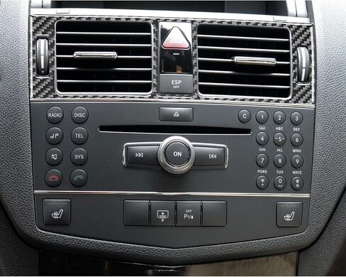 Real Carbon Fiber Compatible with Mercedes-Benz C-Class W204 C300 C350 C63 AMG 2008 2009 2010 2011 Sedan Accessories Car Dash Center Air Vent Sticker Cover Interior Decal Trim Decoration Black in Kuwait