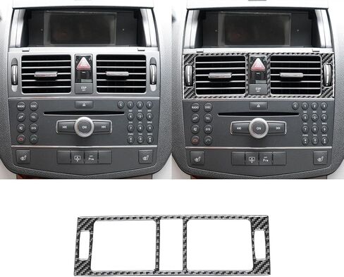 Real Carbon Fiber Compatible with Mercedes-Benz C-Class W204 C300 C350 C63 AMG 2008 2009 2010 2011 Sedan Accessories Car Dash Center Air Vent Sticker Cover Interior Decal Trim Decoration Black in Kuwait