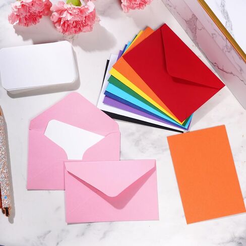 jiebor 100 Sets Small Envelopes with Small Blank Gift Business Card Wedding Invitation Pocket Envelopes for Graduations Wedding Shower Holiday 3.14 x 4.52 Inch in Kuwait