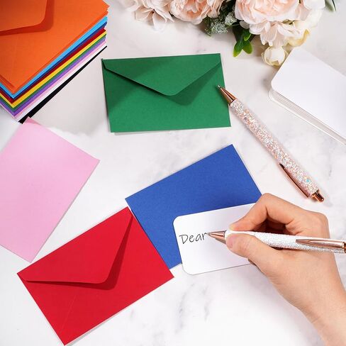 jiebor 100 Sets Small Envelopes with Small Blank Gift Business Card Wedding Invitation Pocket Envelopes for Graduations Wedding Shower Holiday 3.14 x 4.52 Inch in Kuwait