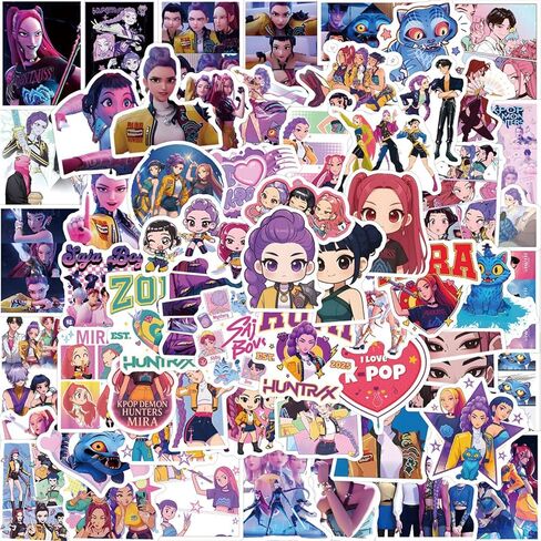 110Pcs Cute Anime Stickers, Cartoon PVC Movie Decals, Perfect for Laptop, Phone Case, Helmet, Water Bottle, Travel Case, Guitar, Ideal Gift for Adults in Saudi Arabia
