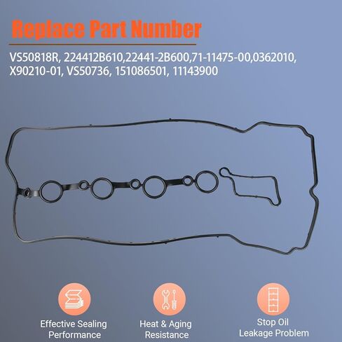 VS50818R Engine Valve Cover Gasket Set 22441-2B610 Replacement for Hyundai Accent Elantra Kona Sonata Tucson Veloster 2012-2022, Replaces 22443-2B600 0362010 in Kuwait