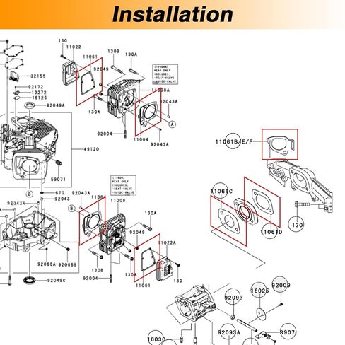 FUSCH Lawn Mower Head Gasket Kit Compatible with FR651V FR691V FR730V 4 Stroke Engine Replace#: 11004-7026 11004-7062 in Kuwait