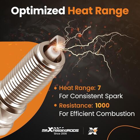 maxpeedingrods 4 قطع شمعات الإشعال إيريديوم PFR7S8EG 1675 لأودي A3 A4 A5 A6 Q3 Q5 R8 RS5 TT، لفولكس واجن CC جيتا جولف باسات تيجوان، لتشيفي كروز سونيك تراكس فولت، لكاديلاك بويك in Kuwait