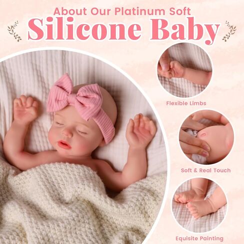 BABESIDE Silicone Baby Doll - 16 Inch Weighted 4 Pounds, [NOT Vinyl] Reborn Baby Dolls Silicone Full Body Real Life Baby Dolls Gift with Accessories for Kids 3+ & Collectors in Kuwait