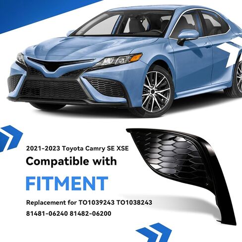 Fog Light Cover Compatible with Toyota Camry SE XSE Gloss 2021 2022 2023 Front Bumper Fog Lamp Frame Cover Replacement for TO1039243 TO1038243 81481-06240 81482-06200 in Saudi Arabia