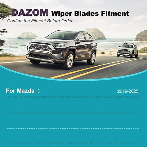 Front Windshield Wiper Blades & Rear Wiper Blade for Mazda 3 2019-2025, 26"+17"+14" Premium All-Season Quiet Windshield Wiper Blades OEM Replacement Set in Kuwait