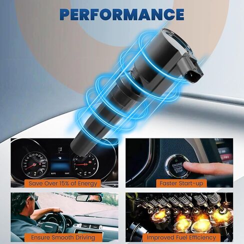 مجموعة KUIPERAUTO مكونة من 4 عبوات ملف إشعال وشمعات إشعال متوافقة مع 2005-2024 Ford Focus Explorer Mustang Transit Connect حزم لفائف FD505 DG507 استبدال 4M5G12A366BC in Kuwait