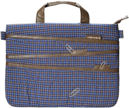 Vintage Plaid Cotton Laptop Bag Notebook Briefcase with Top Handle & Adjustable Shoulder Strap for Office College Daily Use in Kuwait