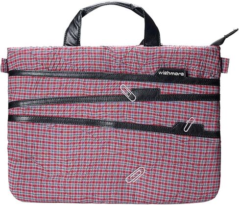 Vintage Plaid Cotton Laptop Bag Notebook Briefcase with Top Handle & Adjustable Shoulder Strap for Office College Daily Use in Kuwait