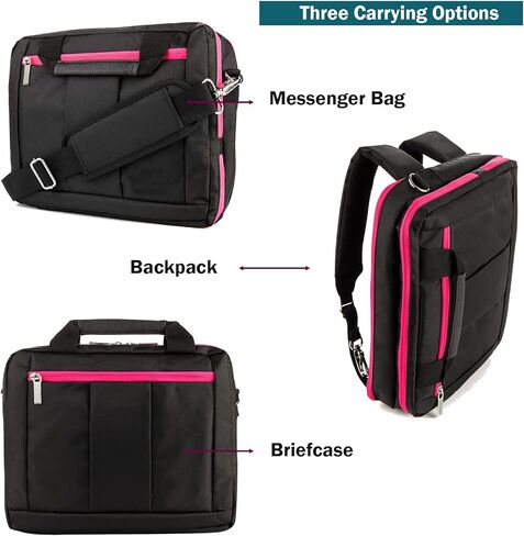 3-in-1 Convertible Laptop Messenger Backpack Briefcase Magenta 16 Inch Bag - compatible with IdeaPad 3i 15.6 Inspiron 15 3000 Pavilion 15 Aspire 5 VivoBook 15 in Saudi Arabia