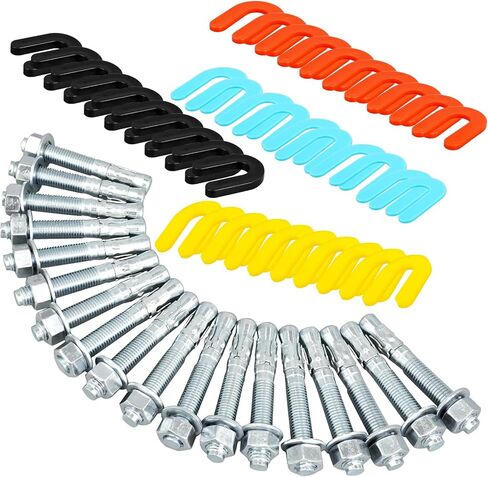 58 Pcs Lift Install Kit Car Lift Installation 18 3/4" x 5.5"Wedge Anchor Bolts and 4 Colors 40 1/4" 1/8" 1/16" 3/16" Leveling Shims in Saudi Arabia