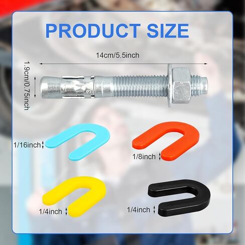 58 Pcs Lift Install Kit Car Lift Installation 18 3/4" x 5.5"Wedge Anchor Bolts and 4 Colors 40 1/4" 1/8" 1/16" 3/16" Leveling Shims in Saudi Arabia