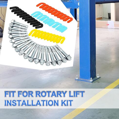 58 Pcs Lift Install Kit Car Lift Installation 18 3/4" x 5.5"Wedge Anchor Bolts and 4 Colors 40 1/4" 1/8" 1/16" 3/16" Leveling Shims in Saudi Arabia