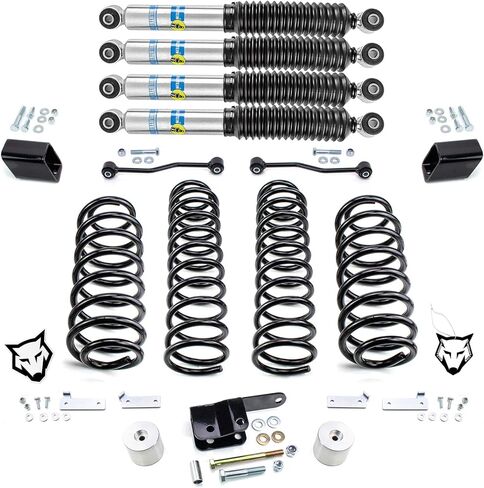 طقم رفع Wulf 3 بوصات مع ممتصات صدمات 2018 إلى 2021 متوافق مع طراز Jeep Wrangler JL مع ممتصات صدمات من العلامة التجارية متضمنة in Kuwait