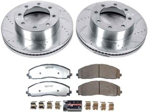 PowerStop Front Brake Kit For Ford F-250 Super Duty 2023-24, Ford F-350 Super Duty 2023-24 - Truck & Tow Carbon Fiber Ceramic Brake Pads & Drilled and Slotted Rotors Replacement, K9178-36 in Kuwait