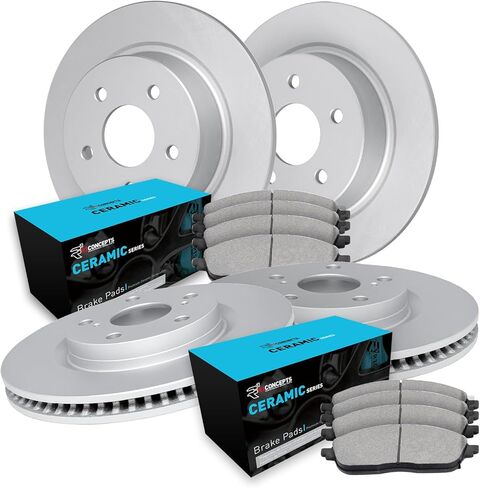 R1 Concepts Front and Rear Brake Kit Fits 1996-1997 Volvo 850; 1998-2004 Volvo C70; 1998-2000 Volvo S70, V70| Ceramic Brake Pads and Blank Brake Rotors| 11.5" Front & 12.0" Rear in Kuwait