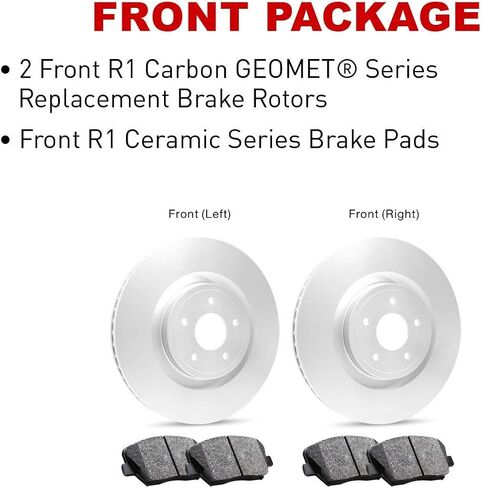 R1 Concepts Front and Rear Brake Kit Fits 1996-1997 Volvo 850; 1998-2004 Volvo C70; 1998-2000 Volvo S70, V70| Ceramic Brake Pads and Blank Brake Rotors| 11.5" Front & 12.0" Rear in Kuwait