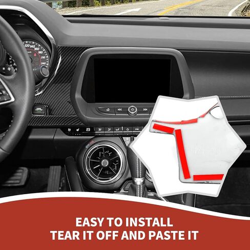 RAZPOY for Camaro Center Console Panel Trim, 3PCS Dashboard Panel Cover Compatible with 2016-2023 Chevy Camaro Interior Accessories, Carbon Fiber (Without HUD) in Kuwait