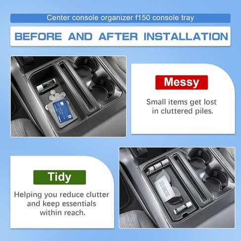 EDBETOS Center Console Tray for Ford F150 2021-2024 2025 2026 Adapter Pocket Insert Tray, F150 Cubby Cover Hidden Secret Storage w/Coin Holder (Fits Driver's Side Pocket,Not Fit Model w/Gear Lever) in Kuwait