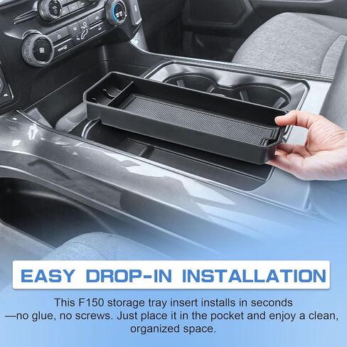 EDBETOS Center Console Tray for Ford F150 2021-2024 2025 2026 Adapter Pocket Insert Tray, F150 Cubby Cover Hidden Secret Storage w/Coin Holder (Fits Driver's Side Pocket,Not Fit Model w/Gear Lever) in Kuwait