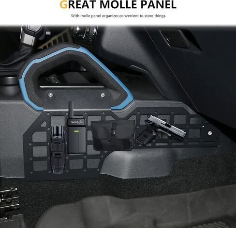 Molle Panel for 2021 2022 2023 2024 2025 Ford Bronco 2/4 Door Interior Accessories Center Console Storage Passenger Side Grid Plate Organizer Gear Shifter Right Side Hanging Steel Rack, Black in Kuwait