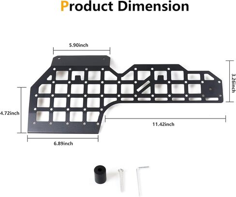 Molle Panel for 2021 2022 2023 2024 2025 Ford Bronco 2/4 Door Interior Accessories Center Console Storage Passenger Side Grid Plate Organizer Gear Shifter Right Side Hanging Steel Rack, Black in Kuwait