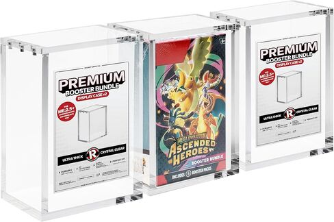 (3-Pack) Premium Booster Bundle Magnetic Acrylic Display Case | 8mm + 5mm Acrylic - (3-Pack) Booster Bundle (Tall: Ascended Heroes Through Chaos Rising) in Kuwait