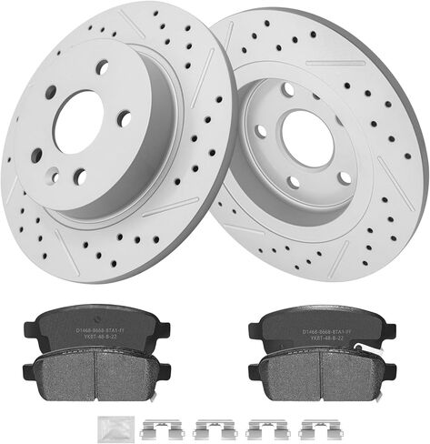Rear Brakes and Rotors Kit, Ceramic Brake Pads and Drilled and Slotted Brake Rotors, Fit for Buick Encore, Chevrolet Sonic Trax Cruze Limited in Saudi Arabia