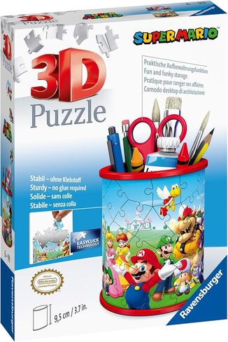 Ravensburger - كوب أقلام سوبر ماريو - أحجية الصور المقطوعة ثلاثية الأبعاد - منظم مكتب قابل للبناء يتميز برسومات ماريو المميزة - 54 قطعة بلاستيكية متينة - جودة ممتازة - ممتعة للأطفال والكبار in Kuwait