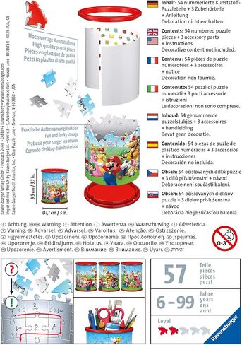 Ravensburger - كوب أقلام سوبر ماريو - أحجية الصور المقطوعة ثلاثية الأبعاد - منظم مكتب قابل للبناء يتميز برسومات ماريو المميزة - 54 قطعة بلاستيكية متينة - جودة ممتازة - ممتعة للأطفال والكبار in Kuwait