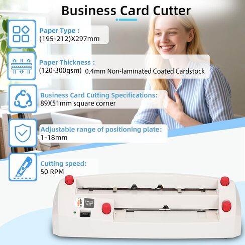 Electric Business Card Cutter for 3.5"x2" Standard-Size Cards, Automatic Business Card Cutter for Maximum Thickness 0.4mm Non-Laminated Coated Cardstock, 110V Card Cutter for Office and Print Shop in Saudi Arabia