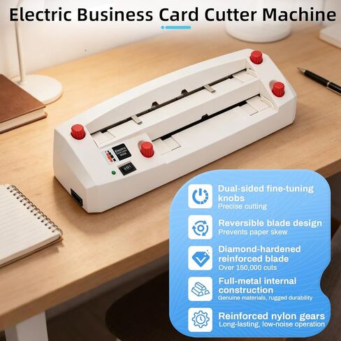 Electric Business Card Cutter for 3.5"x2" Standard-Size Cards, Automatic Business Card Cutter for Maximum Thickness 0.4mm Non-Laminated Coated Cardstock, 110V Card Cutter for Office and Print Shop in Saudi Arabia