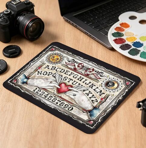 Gothic Tattoo Art Ouija Mouse Pad, 10.2×8.3 Inch Vintage Occult Desk Mat, Witchy Non-Slip Mat, Gift for Wiccans, Dark Decor Fans & Tattoo Lovers in Saudi Arabia