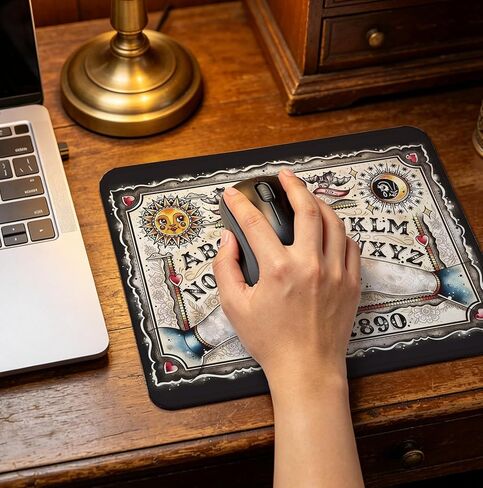 Gothic Tattoo Art Ouija Mouse Pad, 10.2×8.3 Inch Vintage Occult Desk Mat, Witchy Non-Slip Mat, Gift for Wiccans, Dark Decor Fans & Tattoo Lovers in Saudi Arabia