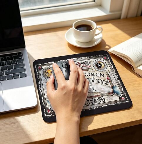Gothic Tattoo Art Ouija Mouse Pad, 10.2×8.3 Inch Vintage Occult Desk Mat, Witchy Non-Slip Mat, Gift for Wiccans, Dark Decor Fans & Tattoo Lovers in Saudi Arabia