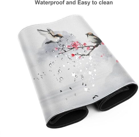 Cherry Blossom Sakura Mouse Pad - 31.5 X 11.8 Inch Pink, Stitched Edges, Rubber Base, Non-Slip, Waterproof, Suitable for Desk/Office/Game in Saudi Arabia