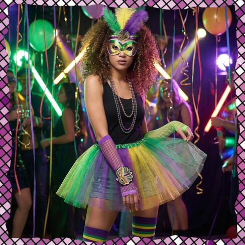 JATEBI 10 PCS Carnival Costume Accessory Set for Women Men Included Tutu Skirt Outfit Feather Headband for Parade Party in Saudi Arabia