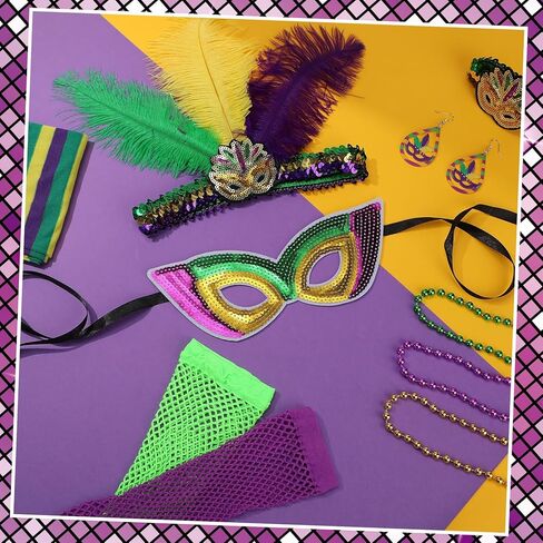 JATEBI 10 PCS Carnival Costume Accessory Set for Women Men Included Tutu Skirt Outfit Feather Headband for Parade Party in Saudi Arabia