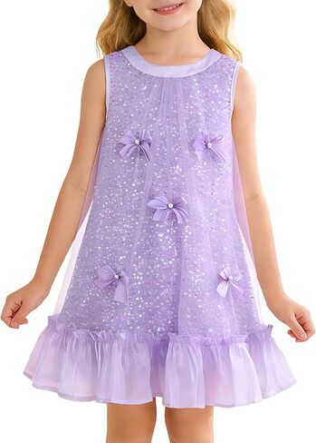 Girl Tulle Dress Toddler Girl Sequin Birthday Party Dress A-Line Kid Sleeveless Casual Dress 3-8Y in Saudi Arabia