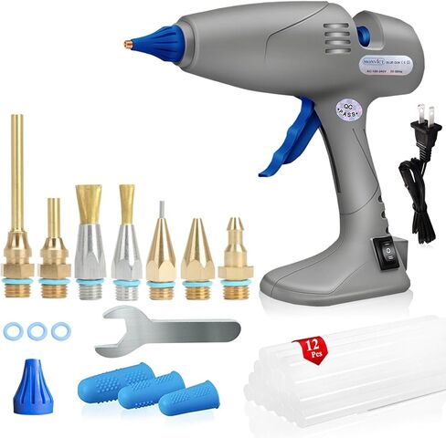 MONVICT Full Size Hot Glue Gun with 7 Copper Nozzles,120W Dual Temperature Switching, 3 Silicone Finger Covers, Corded Detachable Cord Use Stand-Up Base Anti-drip for Art DIY Craft repair in Saudi Arabia