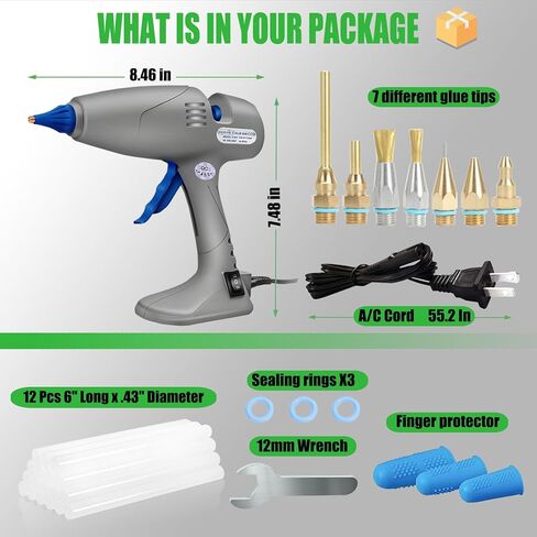 MONVICT Full Size Hot Glue Gun with 7 Copper Nozzles,120W Dual Temperature Switching, 3 Silicone Finger Covers, Corded Detachable Cord Use Stand-Up Base Anti-drip for Art DIY Craft repair in Saudi Arabia