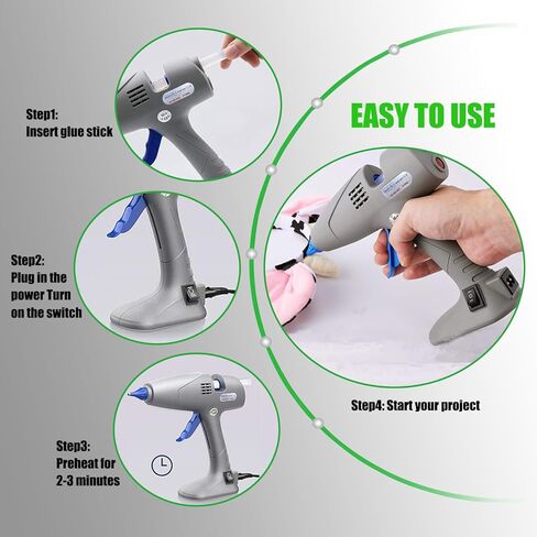 MONVICT Full Size Hot Glue Gun with 7 Copper Nozzles,120W Dual Temperature Switching, 3 Silicone Finger Covers, Corded Detachable Cord Use Stand-Up Base Anti-drip for Art DIY Craft repair in Saudi Arabia