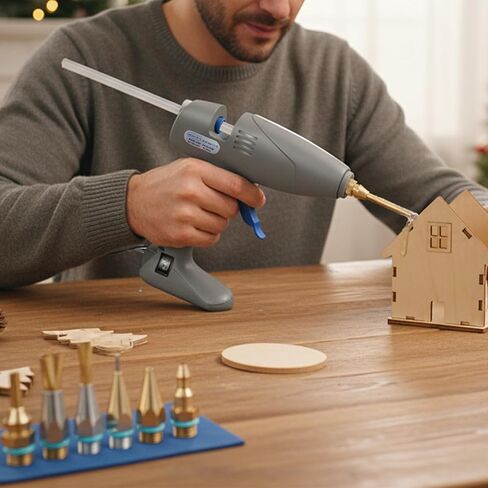 MONVICT Full Size Hot Glue Gun with 7 Copper Nozzles,120W Dual Temperature Switching, 3 Silicone Finger Covers, Corded Detachable Cord Use Stand-Up Base Anti-drip for Art DIY Craft repair in Saudi Arabia