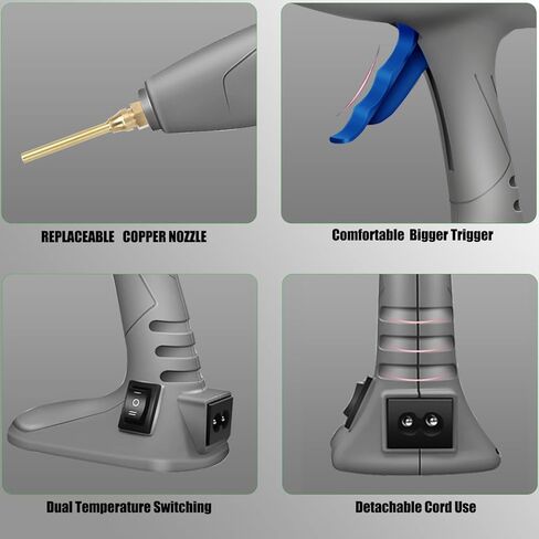 MONVICT Full Size Hot Glue Gun with 7 Copper Nozzles,120W Dual Temperature Switching, 3 Silicone Finger Covers, Corded Detachable Cord Use Stand-Up Base Anti-drip for Art DIY Craft repair in Saudi Arabia