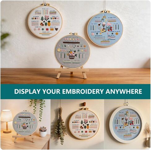 Gocomcom Embroidery Kit for Beginners, 3 Sets Cross Stitch Kits for Adults, Learn 33 Core Stitches, Needle Point Kits with Step-by-Step Instructions, DIY Craft Hobby Supplies for Women in Saudi Arabia