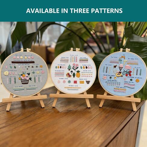 Gocomcom Embroidery Kit for Beginners, 3 Sets Cross Stitch Kits for Adults, Learn 33 Core Stitches, Needle Point Kits with Step-by-Step Instructions, DIY Craft Hobby Supplies for Women in Saudi Arabia